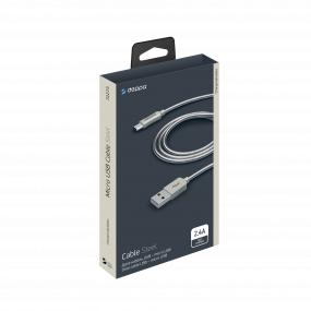 Дата-кабель Metal USB - micro USB, алюминий, 1.2м, стальной Deppa