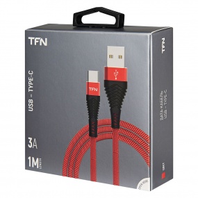 Кабель USB - Type-C, FORZA, 1м, красный/черный TFN