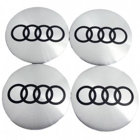 Наклейка на диск Audi объемная серебряная  56мм (4шт)