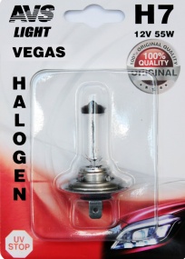 Галогенная лампа AVS Vegas H7.12V.55W.1шт. в блистере