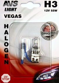 Галогенная лампа AVS Vegas H3.12V.55W.1шт. в блистере