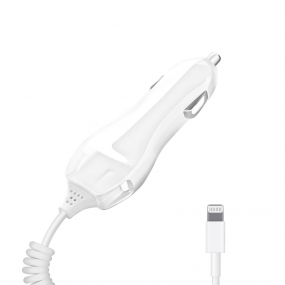 Автомобильное зарядное устройство lightning для Apple, 1A, белый, Deppa