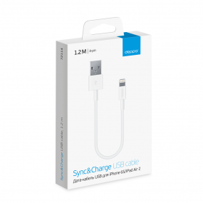 Дата-кабель USB-8-pin для Apple, 1.2м, белый, Deppa 