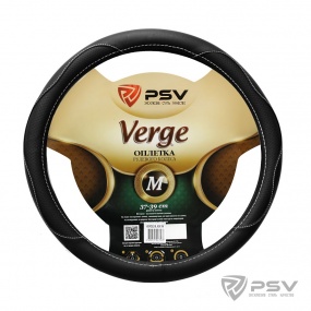 Оплетка руля VERGE Fiber черный/отстрочка белая М "PSV"