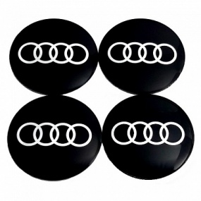 Наклейка на диск Audi объемная черная 56мм (4шт)