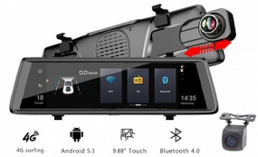 Видеорегистратор RECXON Panorama V4 (9.88", 1+16GB, Android 5.1, 4G LTE, Wi-Fi, GPS, BT)