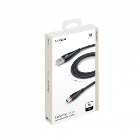 Дата-кабель Ceramic USB - USB-C, 1м, черный Deppa