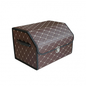 Органайзер  в багажник экокожа коричневая, отстрочка бежевая 35*32*30