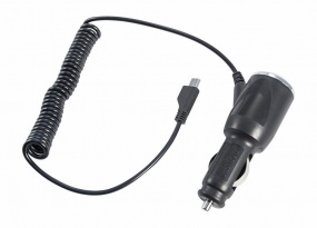 Зарядное устройство REXANT в прикуриватель microUSD шнур спираль 1.5м черный  (16-0245)