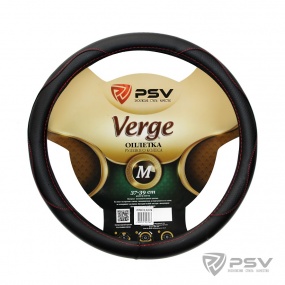Оплетка руля VERGE Fiber черный/отстрочка красная М "PSV"