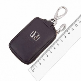 Ключница кожаная SW Honda прямоугольная, черная, с молнией