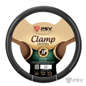 Оплетка руля CLAMP Fiber черный/отстрочка белая M "PSV"
