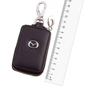 Ключница кожаная SW Mazda прямоугольная, черная, с молнией